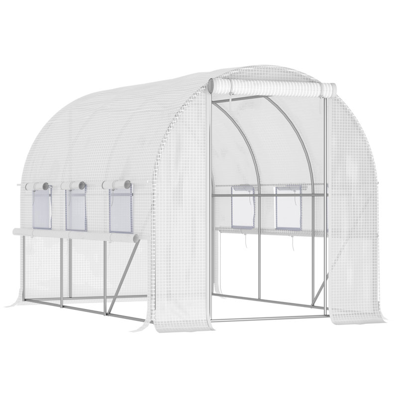 Brenor Modern Farmhouse Walk-In Polytunnel Greenhouse With Durable PE Cover And Roll-Up Doors