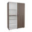 Armoire autoportante blanche et acajou à deux portes avec tringle et tablettes-44294807