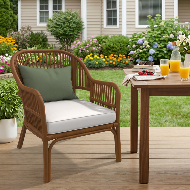 Amala Sunbrella® Outdoor Dining Seat Cushion, Canvas Natural Sunbrella® Canvas