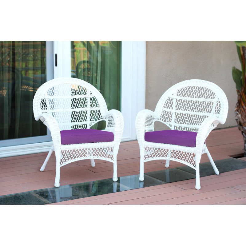 Maltby Wicker Outdoor Lounge Chair, Tan, White