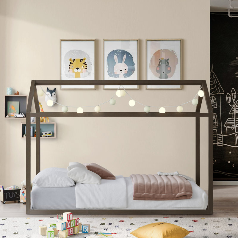 Zirke Twin Canopy Bed by Harper Orchard, Gray