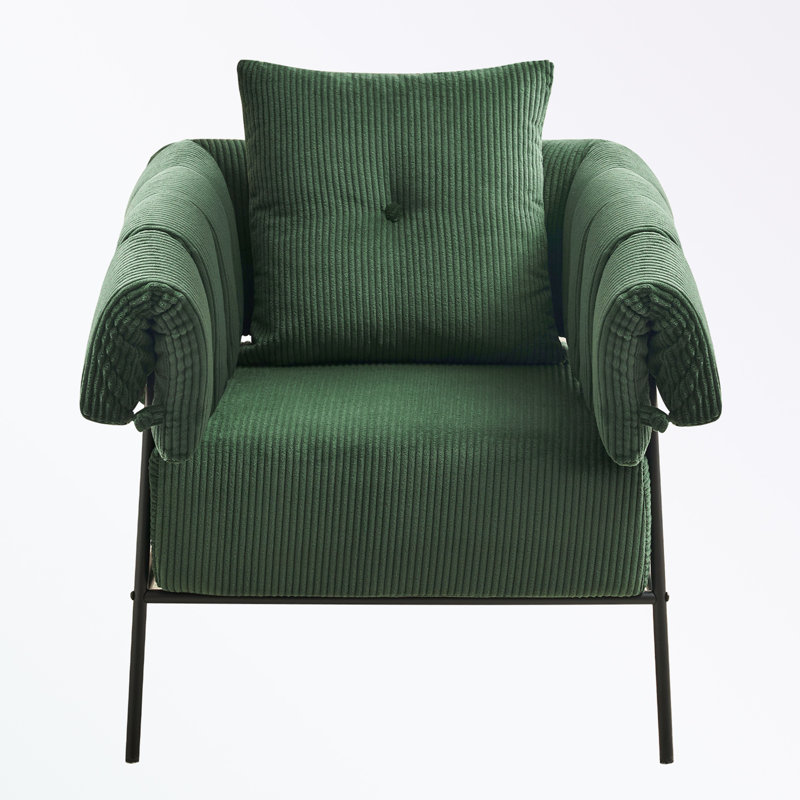 Chaise d'appoint en velours avec coussin moelleux, Vert
