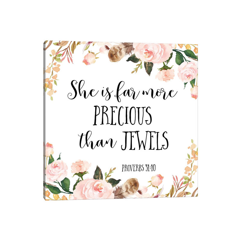 She Is Far More Precious Than Jewels, Proverbs 3:15 - Print on Canvas, 93.98cm H x 93.98cm W x 3.81cm D, Wrapped Canvas