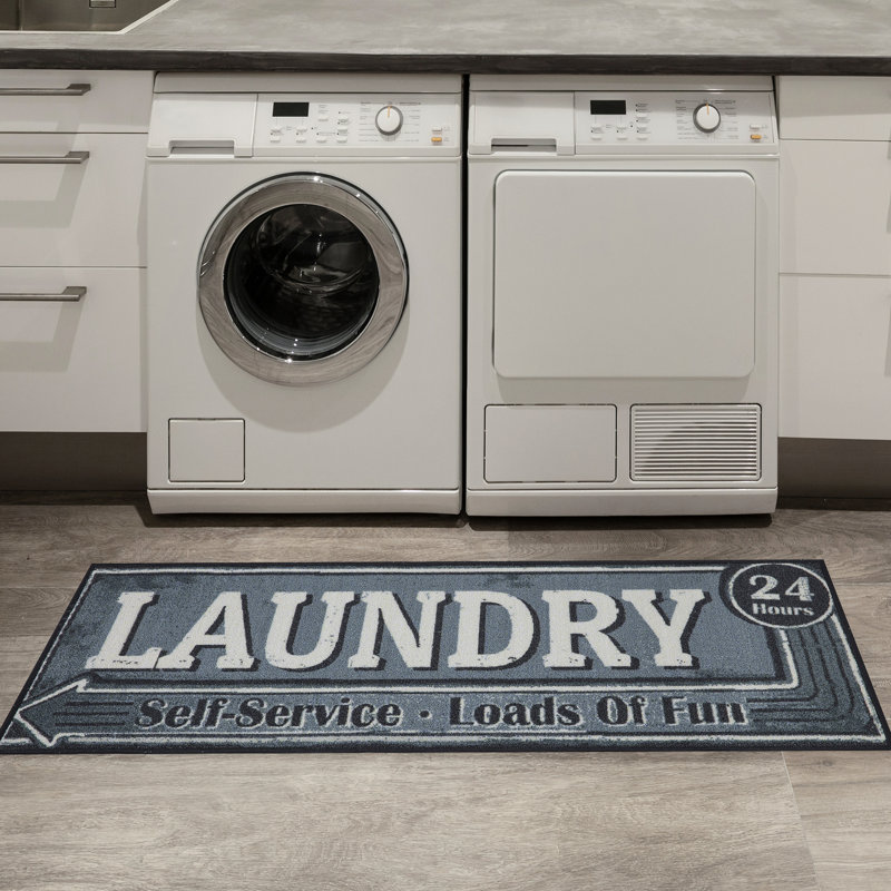 Non-Slip Rubberback Laundry Room Runner Rug, Gray