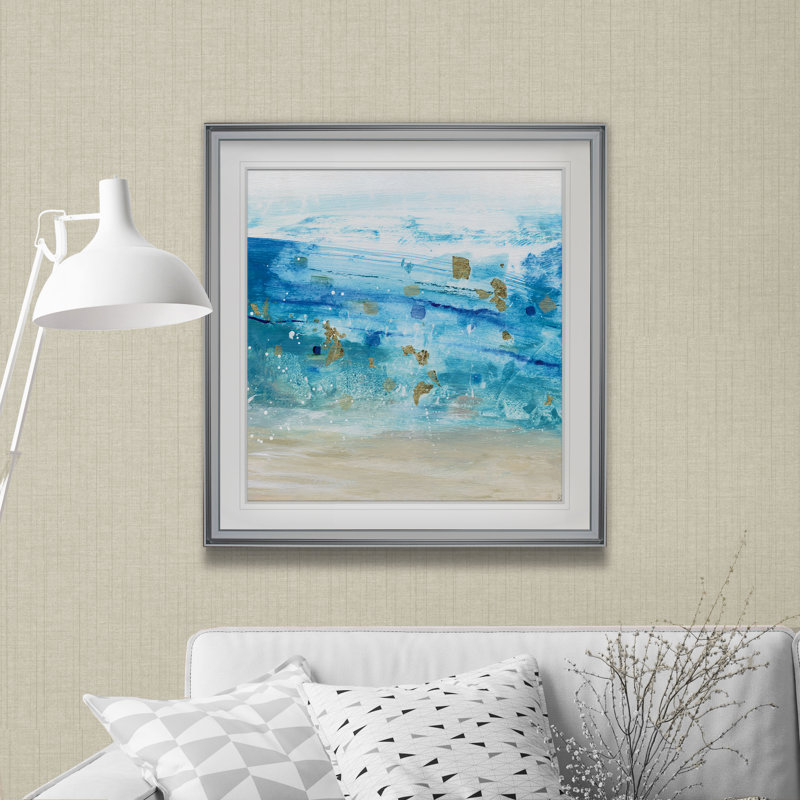 'Sea Glass Summer I' Framed Print, 16" H x 16" W x 2" D, Silver Framed