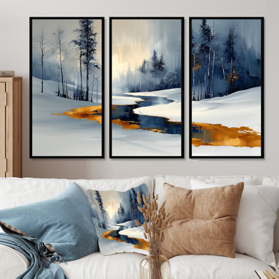 «Gold Frosted Morning II», ensemble de reproductions d'art mural de Noël