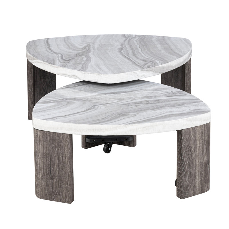 Table de chevet dissimulée de style contemporain avec roulettes dissimulées pour un salon principal pivotant en marbre