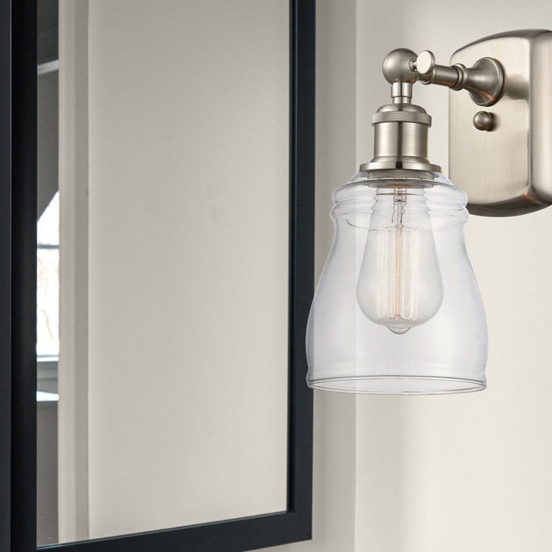 Mccarver Armed Sconce, LED, Clear, Brushed Satin Nickel