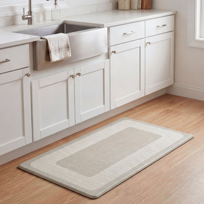 Chef Gear Hettie Herringbone Border Wellness Kitchen Mats