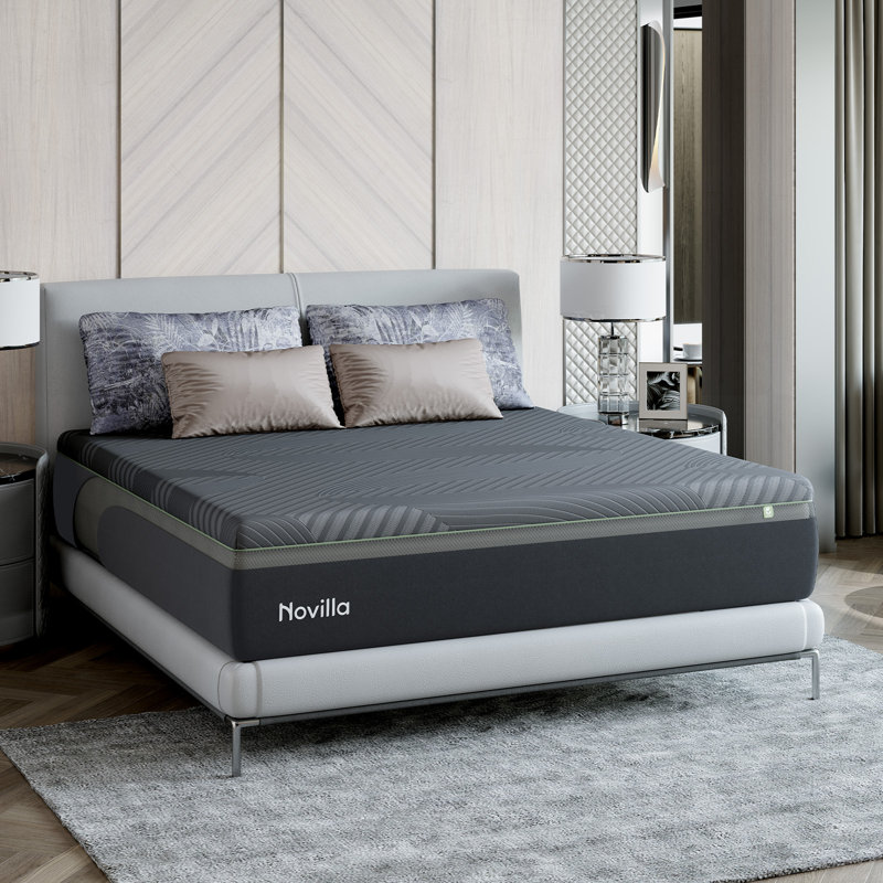 Novilla 14 Inch Queen Size Mattress, Medium AiryFlow™ Cooling Gel Memory Foam Mattress,Ice Silk Fabric,Green Tea-Infused, 14"
