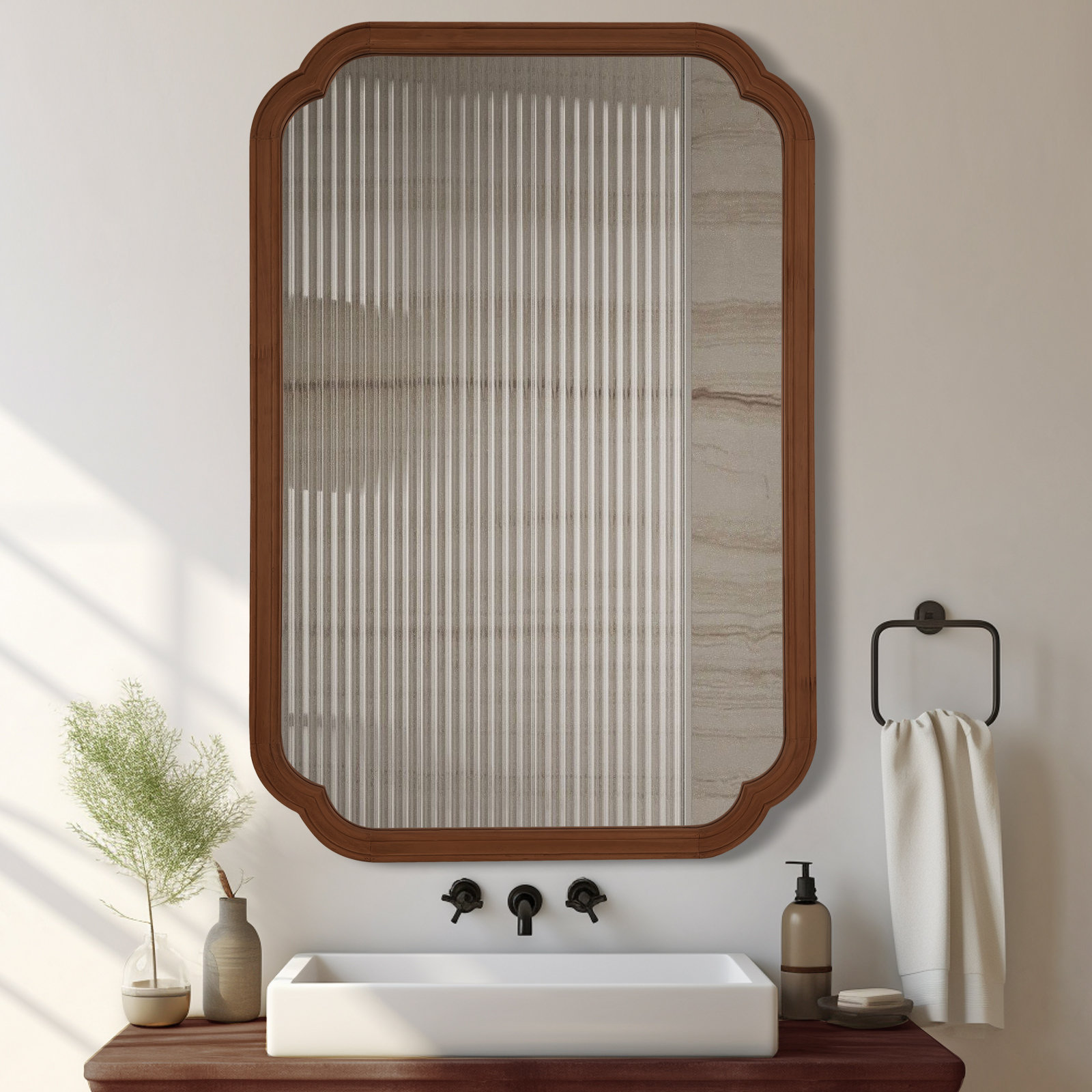 Ophelia & Co. Ali Wood Accent Wall Mirror for Bathroom, Farmhouse Mirror Decorative Mirror & Reviews | Wayfair