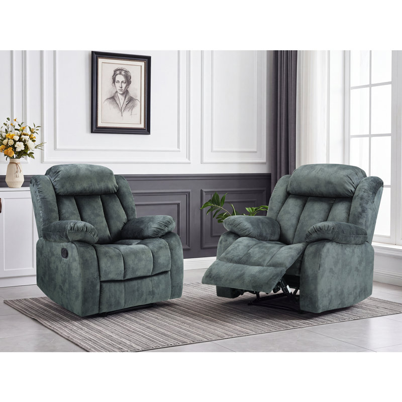 Fauteuil inclinable manuel rembourré en microfibre de 35,1 po de largeur, 2 pièces, Dark Grey