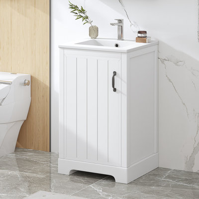 20" Bathroom Vanity With Sink, Bathroom Cabinet With Soft Closing Door, Storage Rack And Adjustable Shelve