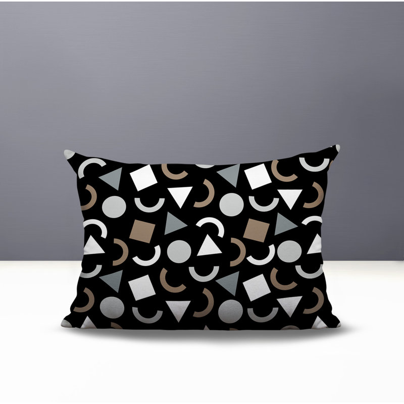 Coussin lombaire réversible intérieur / extérieur Lunko, Rectangle H 18 po x l 25 po, Noir