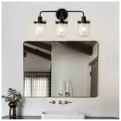 2 lumières avec abat-jour en verre transparent, applique moderne, luminaire d'intérieur industriel pour salle de bain, chambre à coucher, évier de cuisine, douille E26, sans ampoule