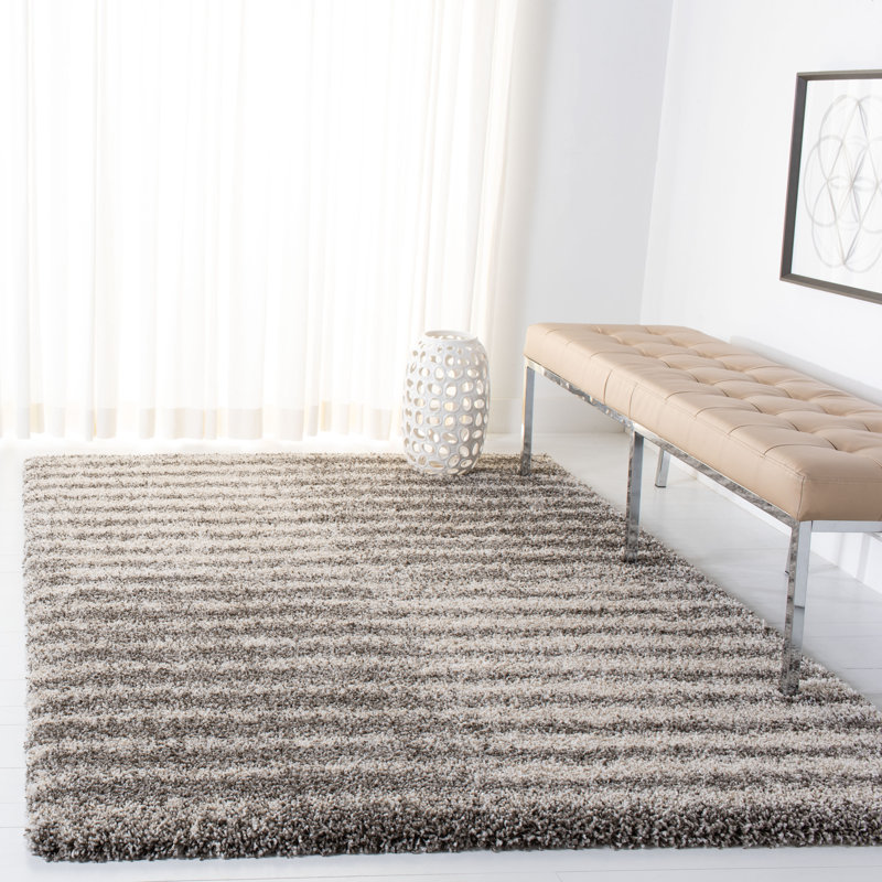 Tapis rayé brun / ivoire Audrianna, Rectangle 5 pi 3 po x 7 pi 6 po