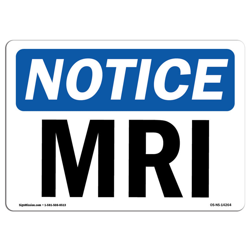 Plaque d'IRM en aluminium 12 x 18