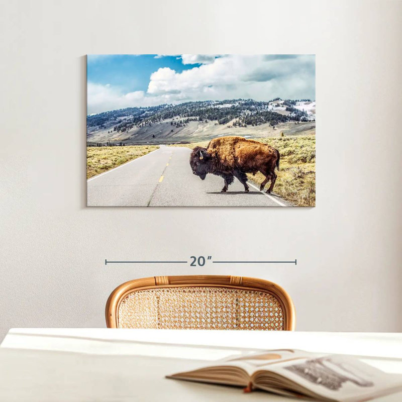 American Bison Crossing, 16" H x 24" W