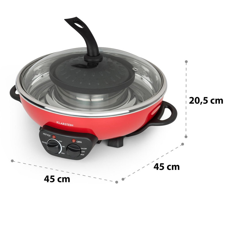 Klarstein 38cm Non Stick Electric Grill with Glass Lid