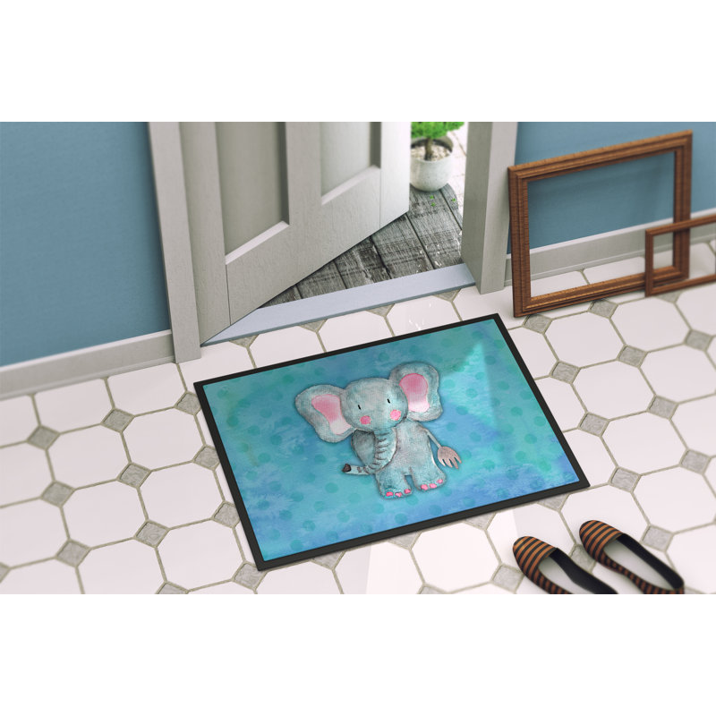 Tapis de porte d’extérieur anti-dérapant aquarelle Brandyn, H 0,25 po x l 27 po x P 18 po