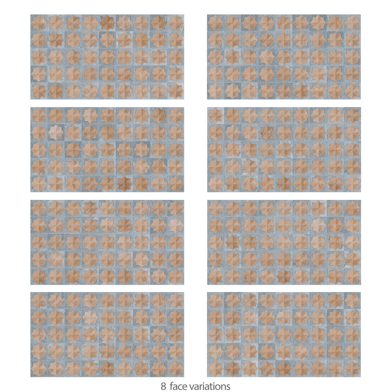 Tetuan Astre 12" x 22" Porcelain Moroccan Wall Tile, Brown/Aqua Blue