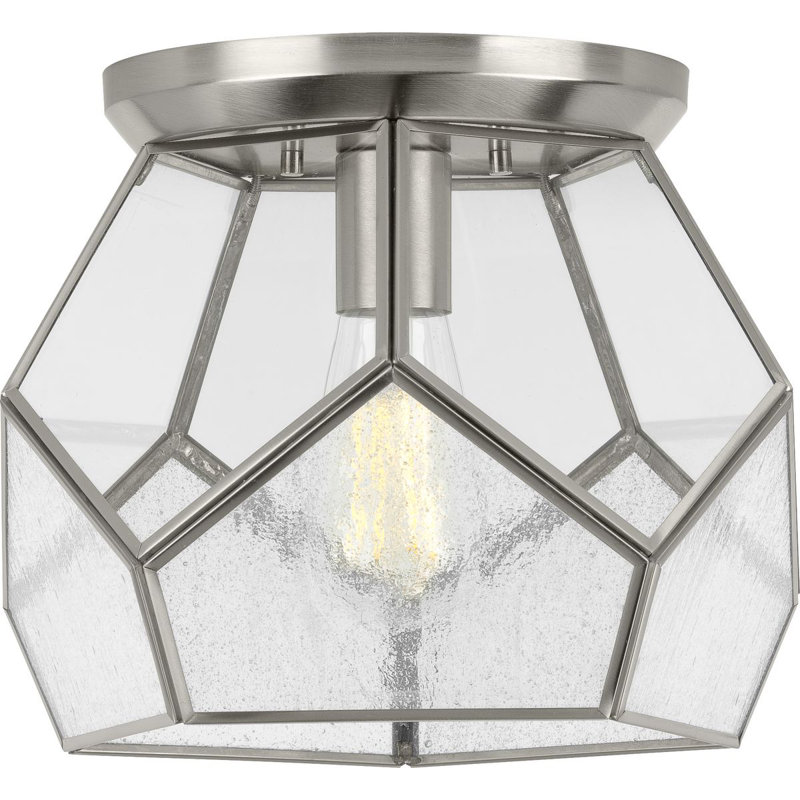 Plafonnier encastré 1 lumière 12 po Tiedeman, Nickel brossé, Transparent
