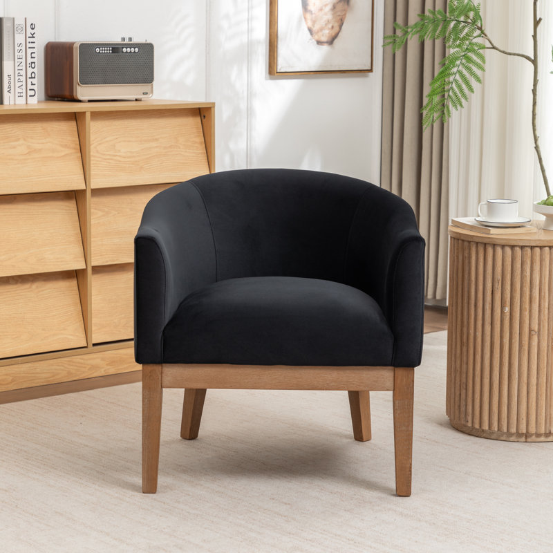 Fauteuil avec pieds en bois massif, Black
