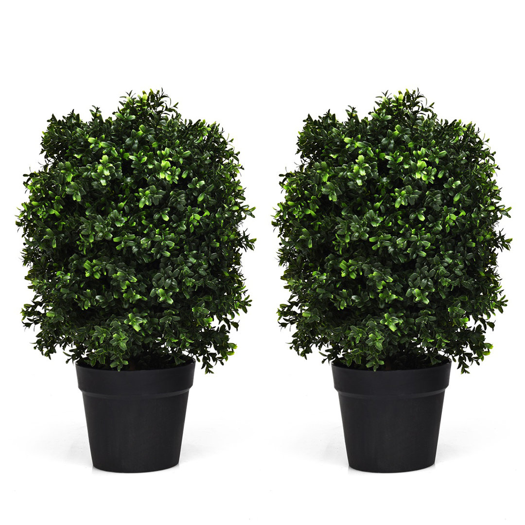 24'' Faux Boxwood Tree in Planter Primrue