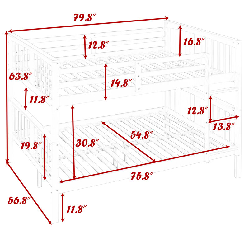Full-Over-Full Bunk Bed With Ladder And Convertible Design, White