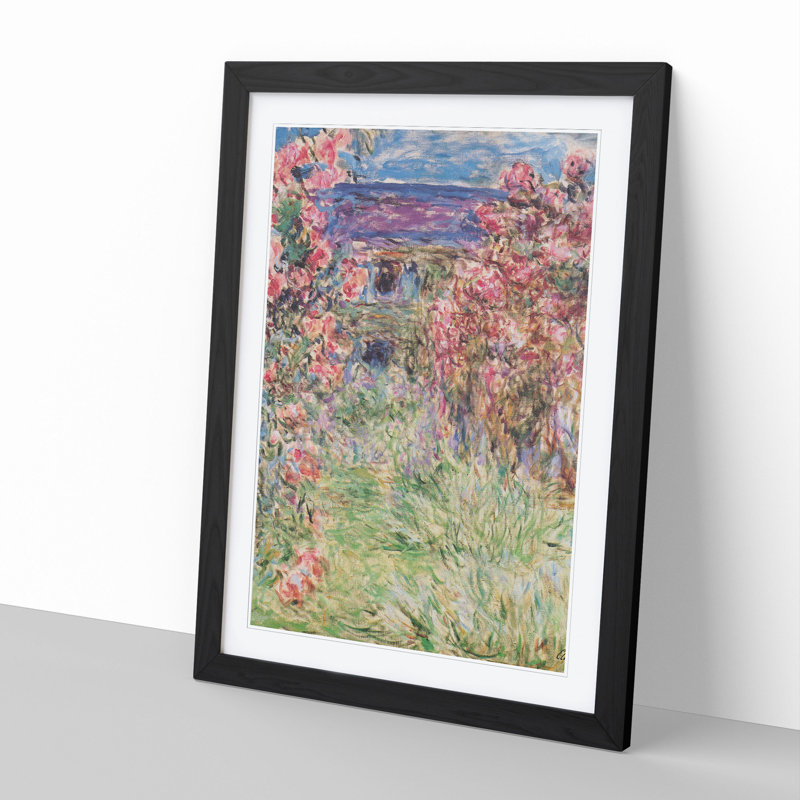 Rose House by Claude Monet - Picture Frame Painting, 48cm H x 36cm W x 2cm D, Black Framed