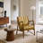 Genuine Leather Upholstered Tufted Accent Armchair With Solid Wood Frame-1781238181
