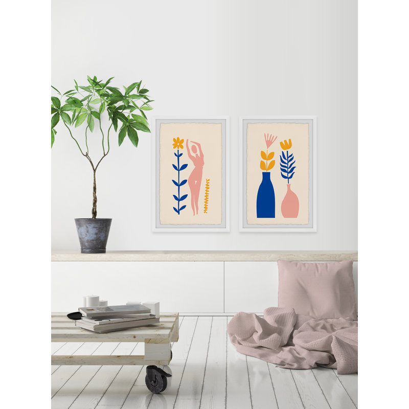 Beside The Sunflower - 2 Piece Single Picture Frame Painting Set, 30cm H x 20cm W x 3.81cm D