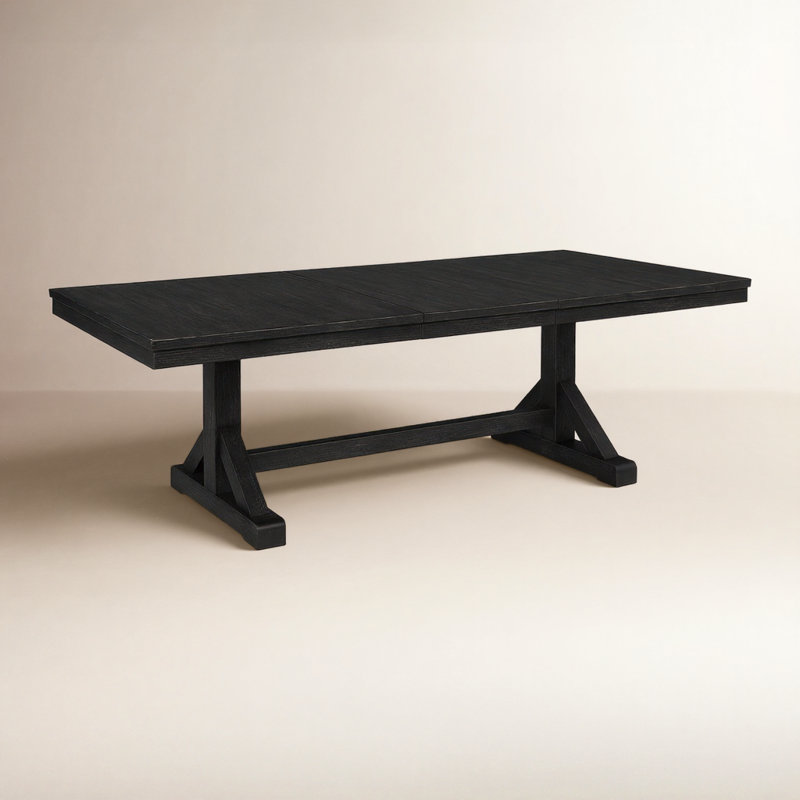 Hues Extendable Solid Wood Dining Table, Antique Black