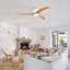 Ventilateur de plafond moderne de 52 pouces avec pales en bois de sycomore massif naturel, lumière et télécommande multifonction
