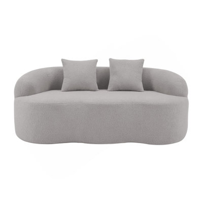 Canapé courbé gris avec accoudoir rond, canapé à compression avec 2 coussins, canapé crème pour petit espace, salon, chambre à coucher, sans assemblage