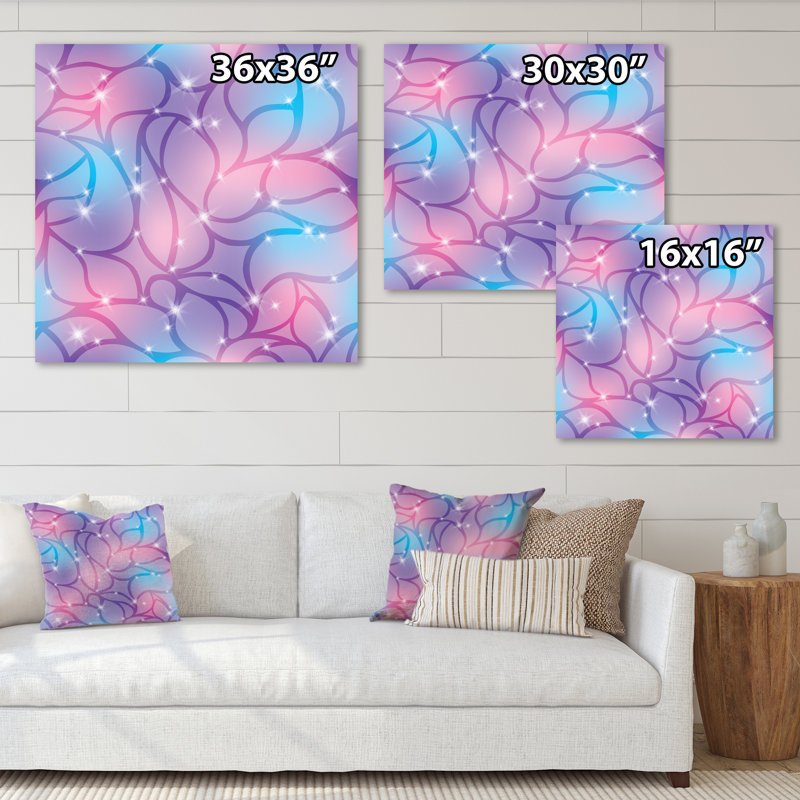 Violet et mauve abstrait avec étincelles - Impression sur toile, H 30 po x l 30 po x P 1 po, Toile tendue