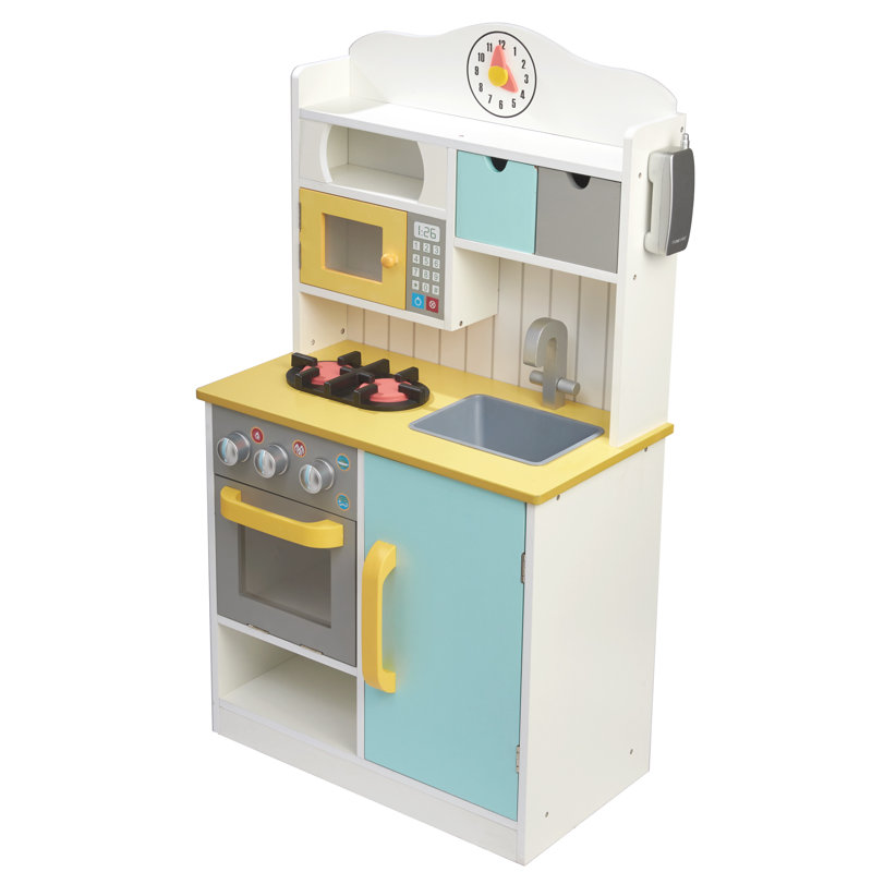 Teamson Kids Little Chef Florence Play Kitchen with Accessories, Multi colour, Blue/Yellow/White