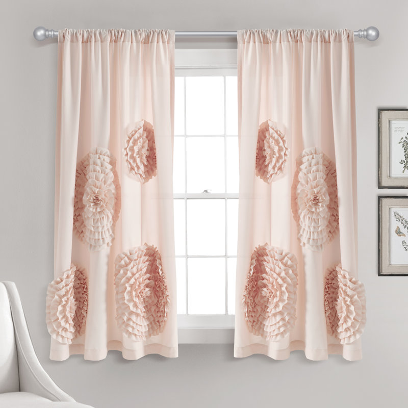 Panneau de rideau simple semi-diaphane avec passe-tringle Acton, Rosé, L 54 po x L 63 po