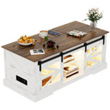 Lift Top Led Coffee Table With Sliding Barn Door