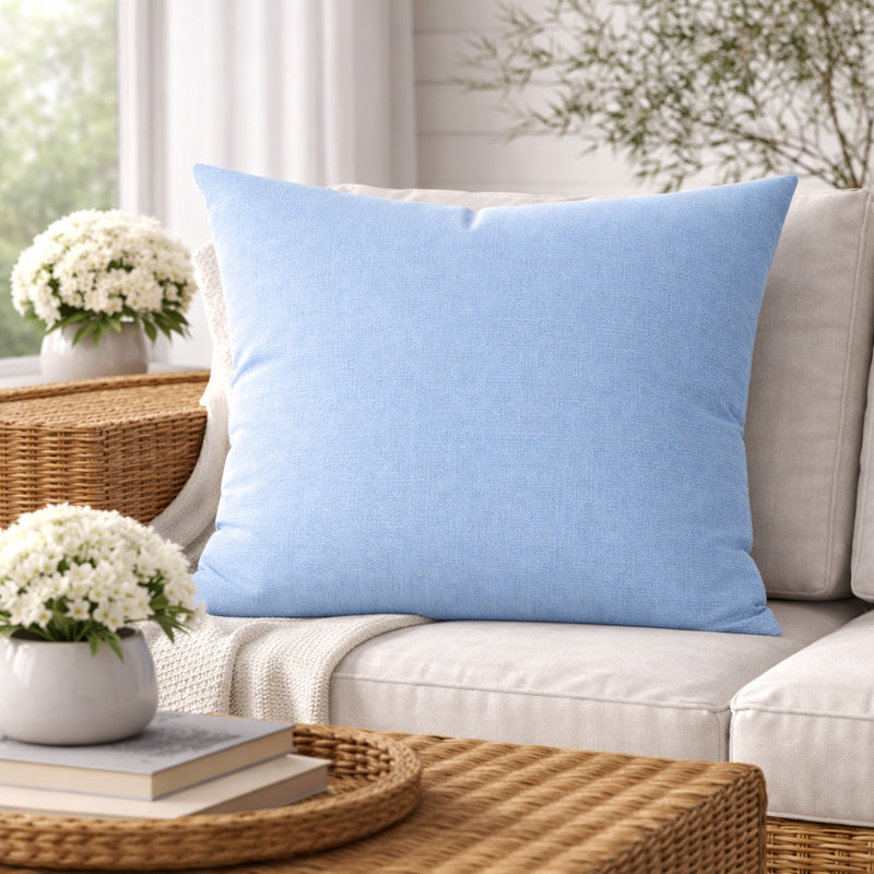 Gabi Sunbrella® Indoor/Outdoor Throw Pillow, Square 24", Canvas Air Blue Sunbrella® Canvas