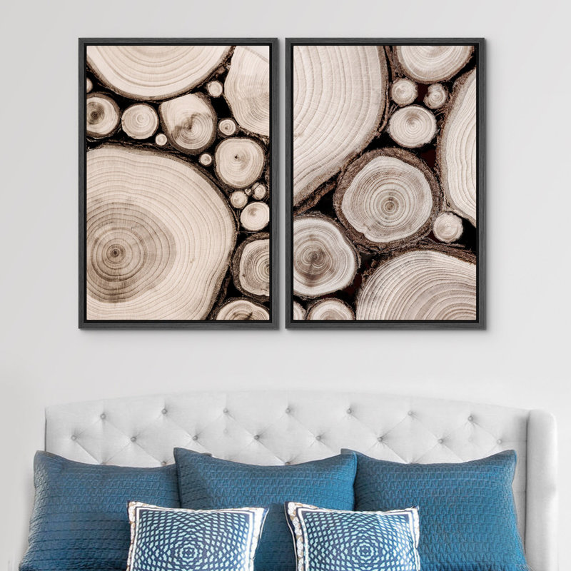 Anneaux d'arbre en bois, images murales neutres de campagne moderne, impression numérique sur toile giclée sur toile