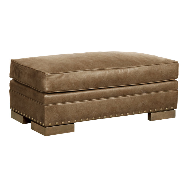 Riverside Upholstered Ottoman, Hampton, Distinct Shroom Genuine Leather, No