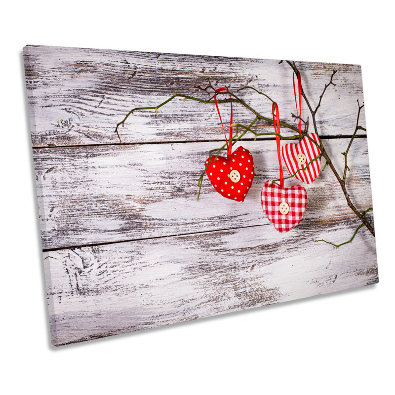 Shabby Elegance Hearts - Wrapped Canvas Art Prints, 30.5cm H x 45.7cm W