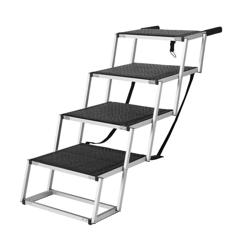 Escalier pour chien réglable en 4 étapes pour voitures - Rampe portative robuste pour animaux avec attache de sécurité pour VUS, camions et lits