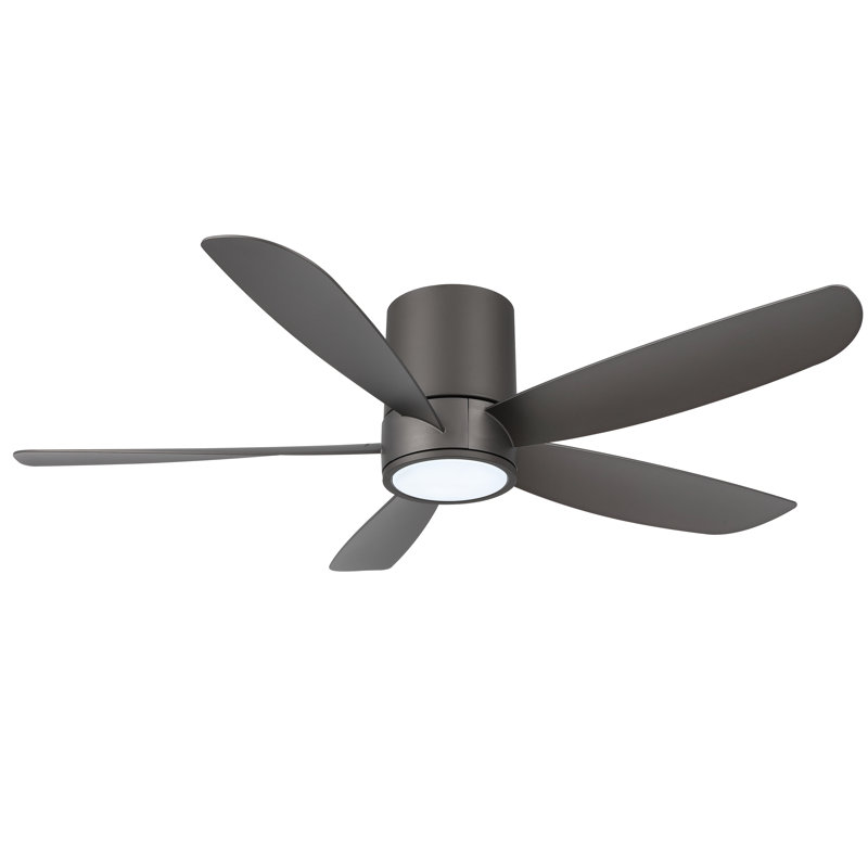 52 po Ventilateur de plafond encastré à 5 pales avec ensemble d'éclairage et télécommande, Gris anthracite, Gris anthracite