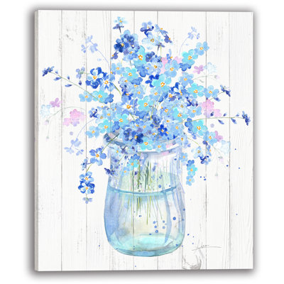 Forget-Me-Not Blooms in Mason Jar - Art mural aquarelle sur toile