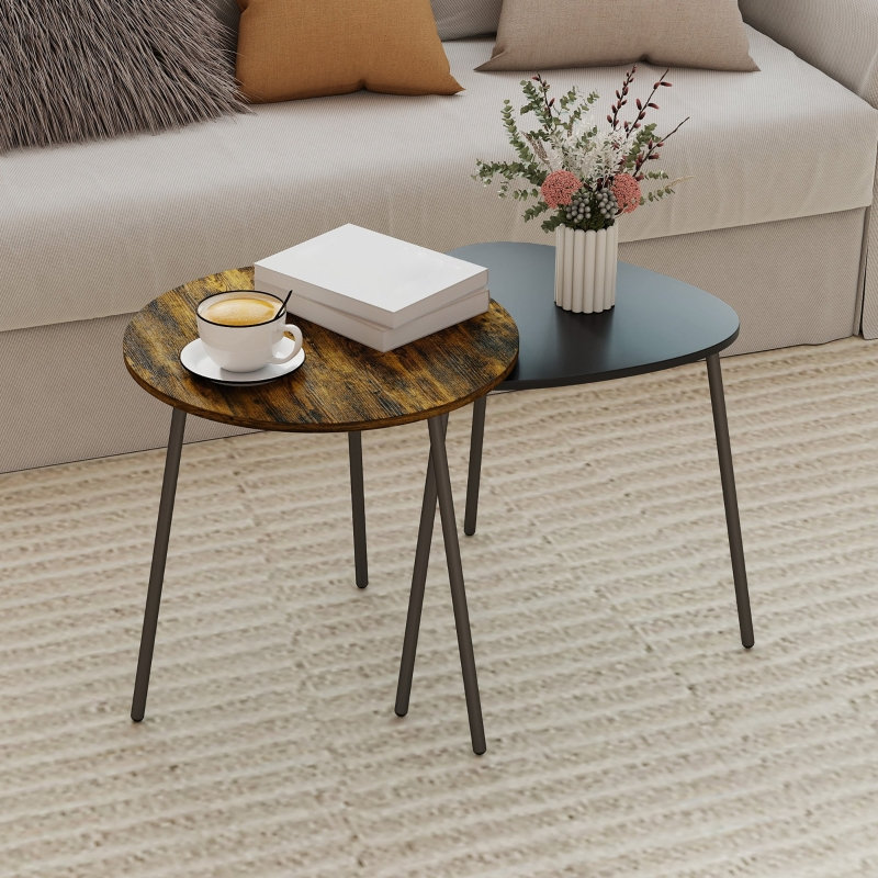 Nesting Side Table 45*45*46.7 cm Manufactured Wood 2 Pieces Nesting Side Table Rustic Brown Nesting Design