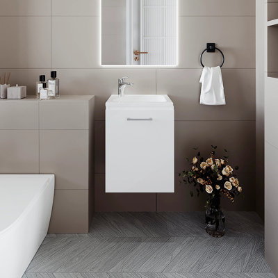 Meuble-lavabo blanc avec lavabo intégré