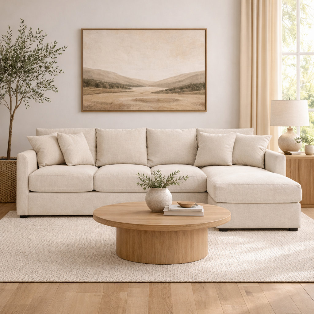 Cecelia Upholstered Chaise Sectional, Conversation Pearl Basketweave, Right Hand Facing