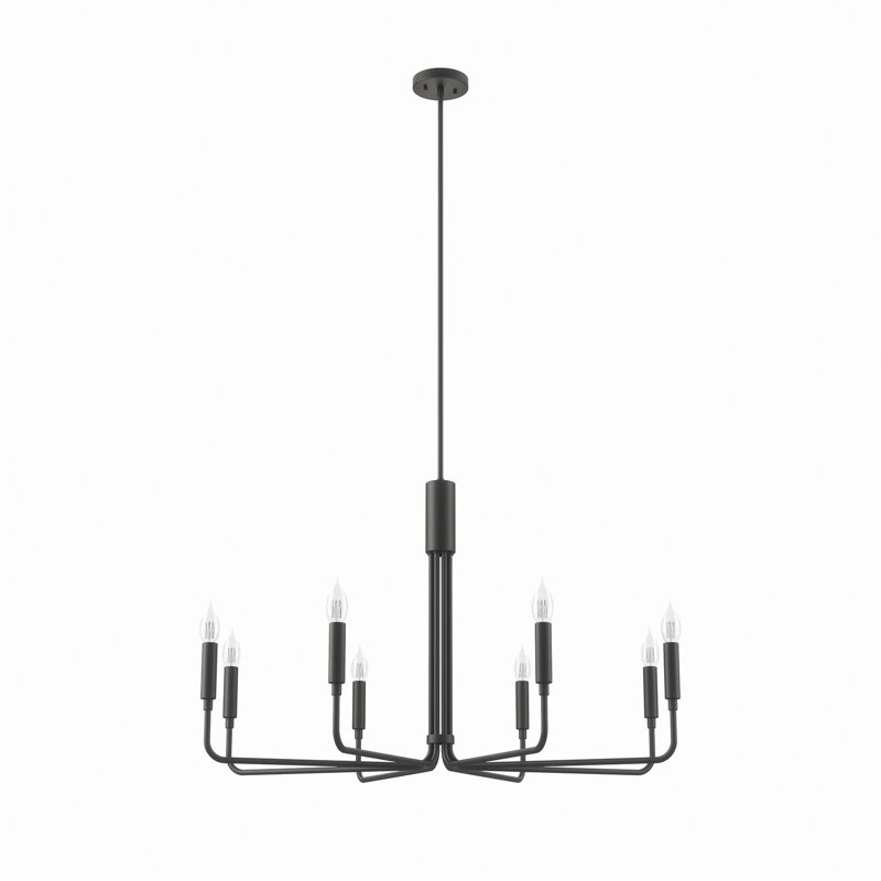 Rekindle Mid-Century Modern 8-Light Black Iron Chandelier